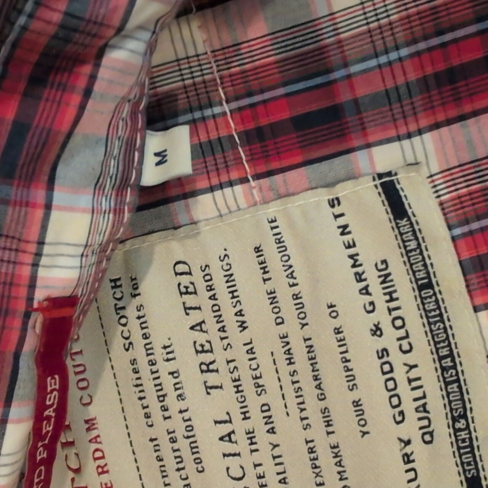 Scotch & Soda Men's Medium Western Long Sleeve Snap Button Down Plaid Shirt - Picture 5 of 16